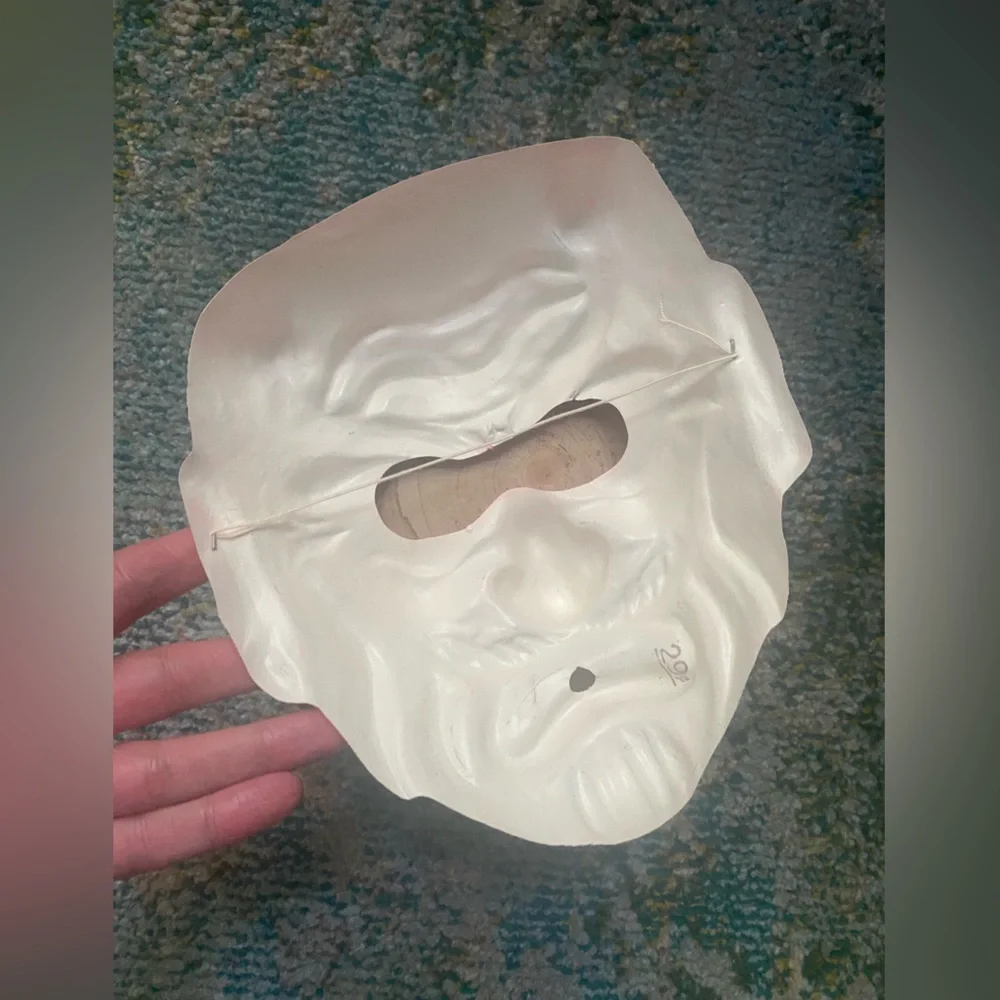 Vintage dead stock plastic molded red Devil spooky Halloween costume face mask